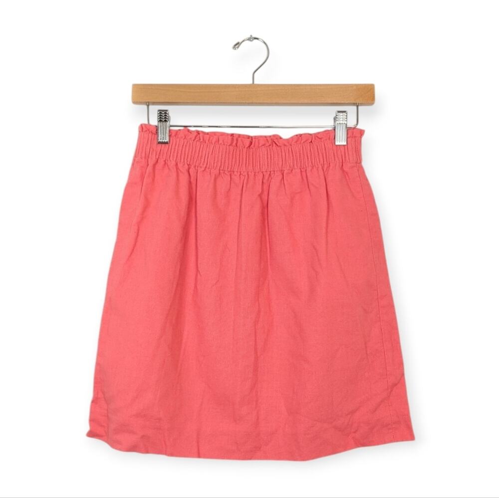 J. Crew Factory Pink Linen Cotton Blend Sidewalk Mini Skirt Size 2